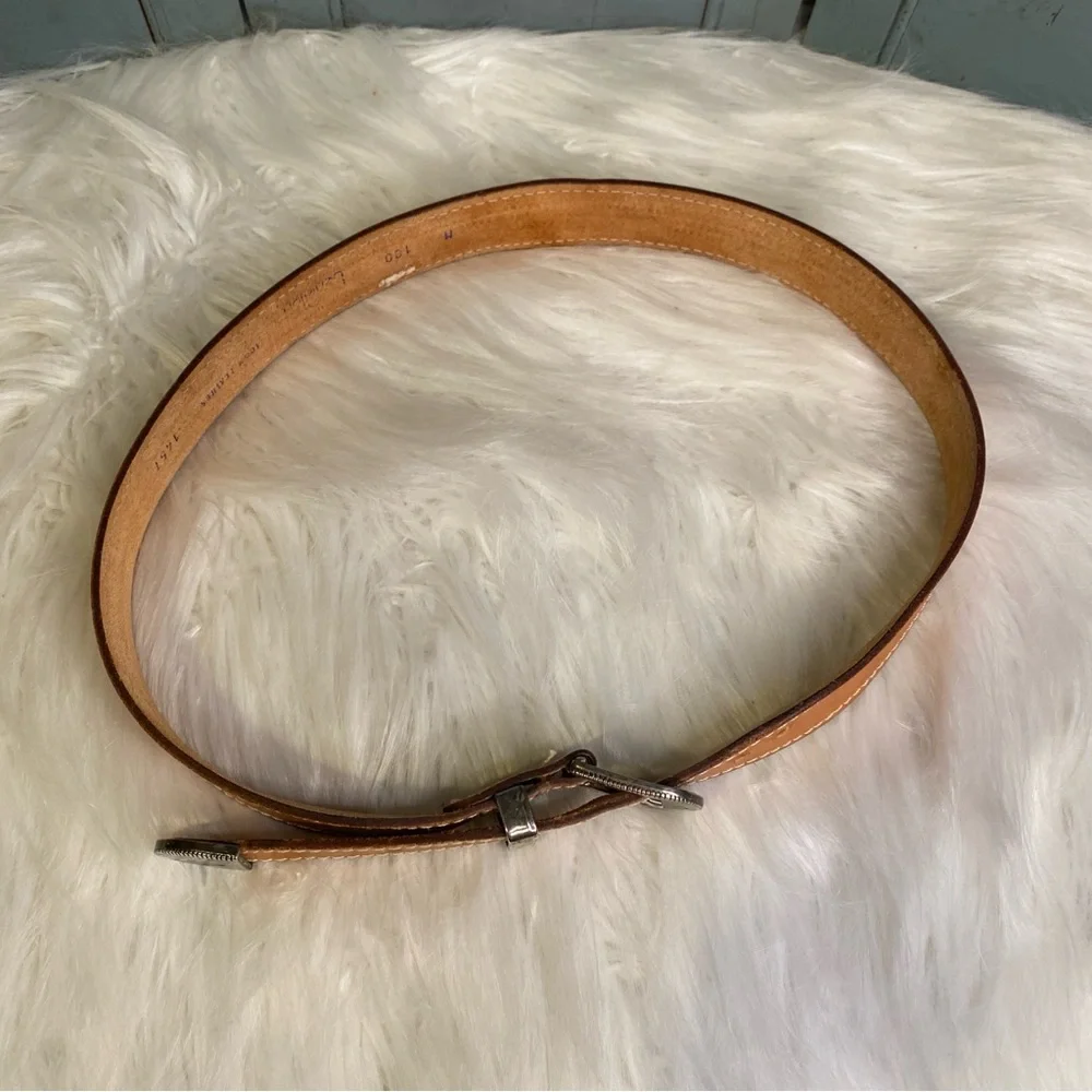 Vintage United Colors of Benetton Tan Leather Belt With Silver Buckle Medium